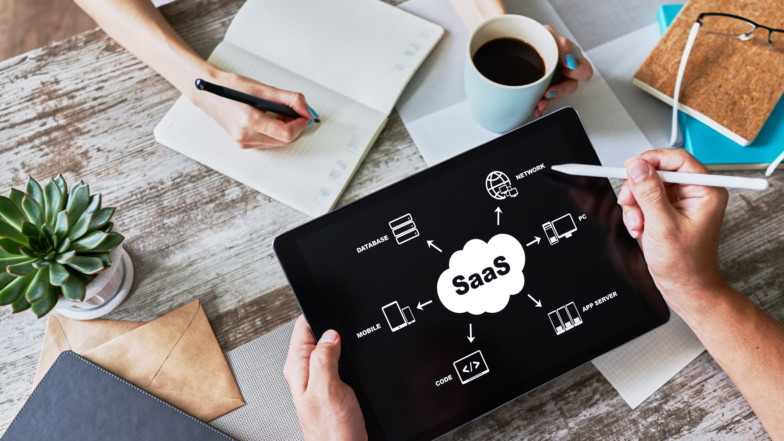 SaaS – software as a service. Internet and technology concept.